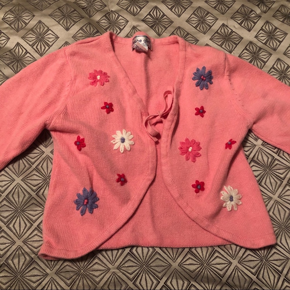 Girls pink flower sweater